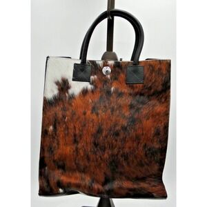 SPINNEYBECK LEATHER HAIR COW HIDE TOTE WITH PORSCHE CLOSURE